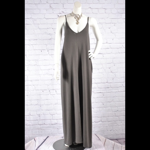 V-Neck Plus Size Maxi Dress Ash Gray Various - Picture 2 of 7